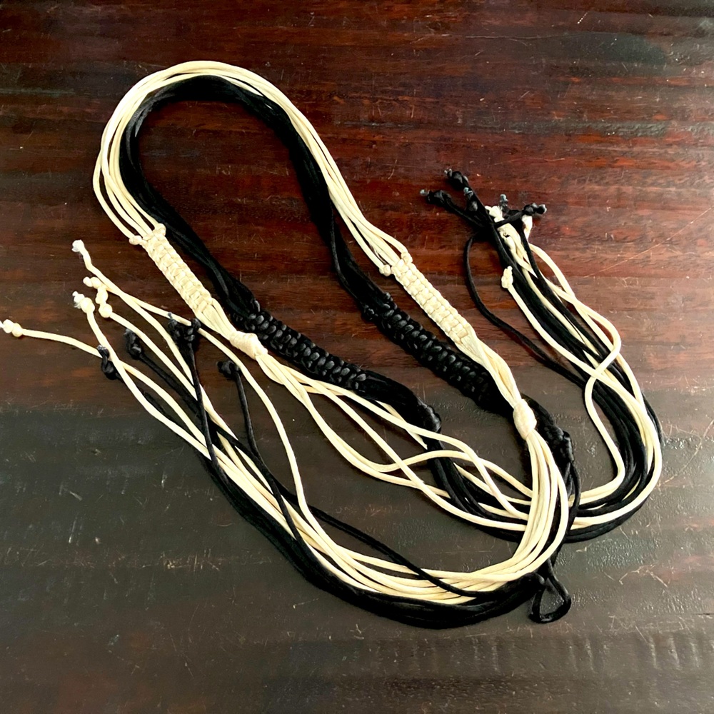 Cream and Black Satin Cord Belts